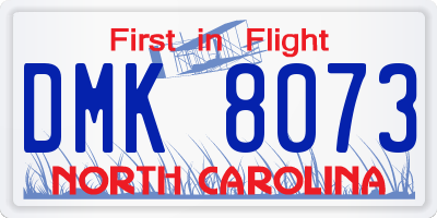 NC license plate DMK8073