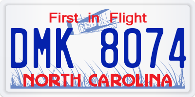 NC license plate DMK8074