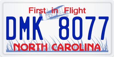 NC license plate DMK8077