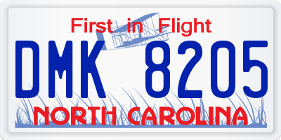 NC license plate DMK8205