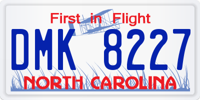 NC license plate DMK8227