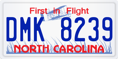NC license plate DMK8239