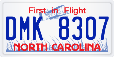 NC license plate DMK8307