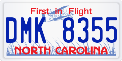 NC license plate DMK8355