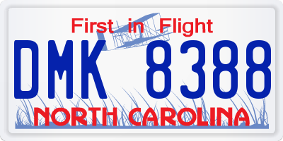 NC license plate DMK8388