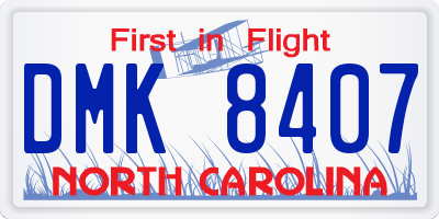 NC license plate DMK8407