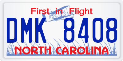 NC license plate DMK8408