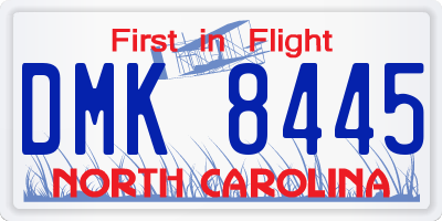 NC license plate DMK8445