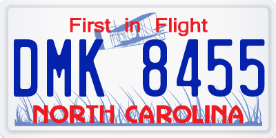 NC license plate DMK8455
