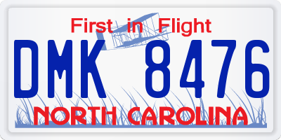 NC license plate DMK8476