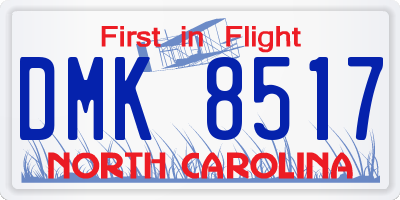 NC license plate DMK8517