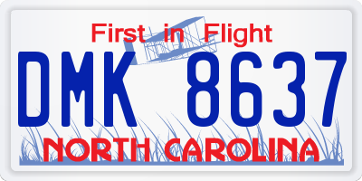 NC license plate DMK8637