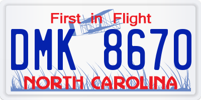 NC license plate DMK8670