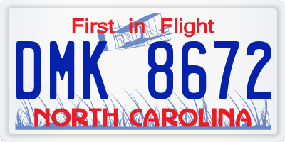 NC license plate DMK8672