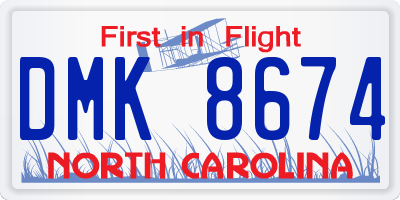 NC license plate DMK8674