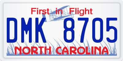 NC license plate DMK8705