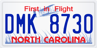 NC license plate DMK8730