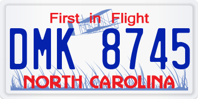 NC license plate DMK8745