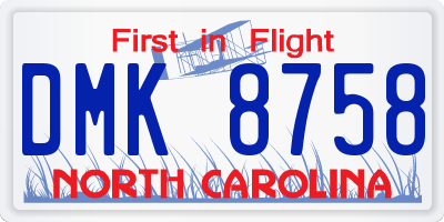 NC license plate DMK8758