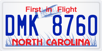 NC license plate DMK8760