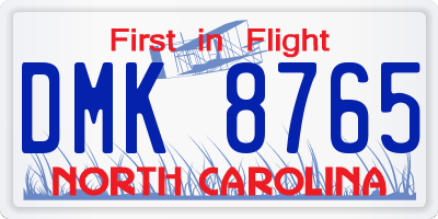NC license plate DMK8765