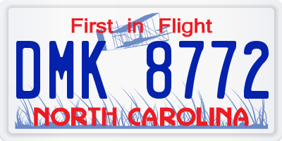NC license plate DMK8772