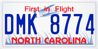 NC license plate DMK8774