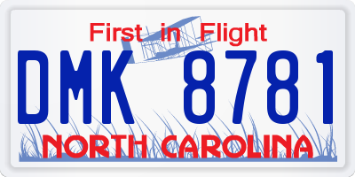 NC license plate DMK8781