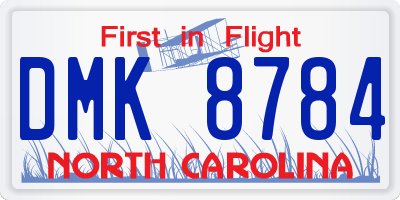 NC license plate DMK8784