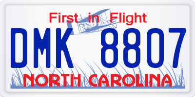 NC license plate DMK8807