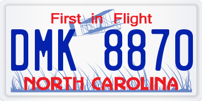 NC license plate DMK8870