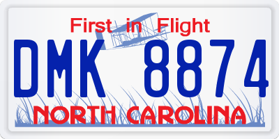 NC license plate DMK8874