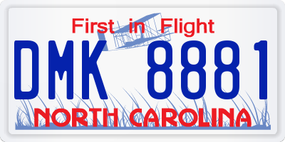 NC license plate DMK8881