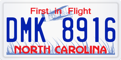 NC license plate DMK8916