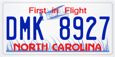 NC license plate DMK8927