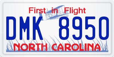NC license plate DMK8950