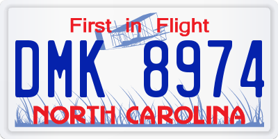 NC license plate DMK8974