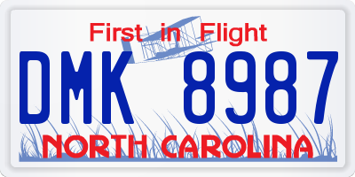 NC license plate DMK8987