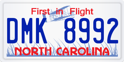 NC license plate DMK8992