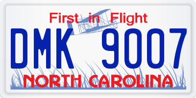 NC license plate DMK9007