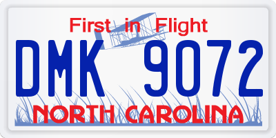 NC license plate DMK9072
