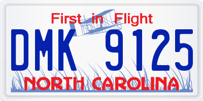 NC license plate DMK9125