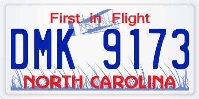 NC license plate DMK9173
