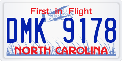 NC license plate DMK9178