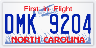 NC license plate DMK9204
