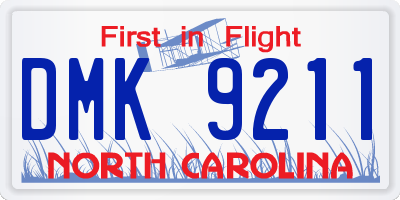 NC license plate DMK9211