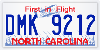 NC license plate DMK9212
