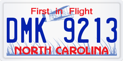 NC license plate DMK9213