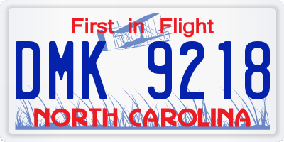 NC license plate DMK9218