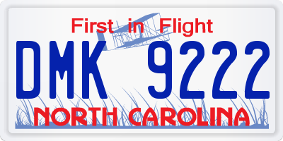NC license plate DMK9222